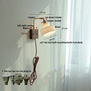 Helnys Brass Walnut Wood LED Wall Sconce Rotatable Glass Stair Light