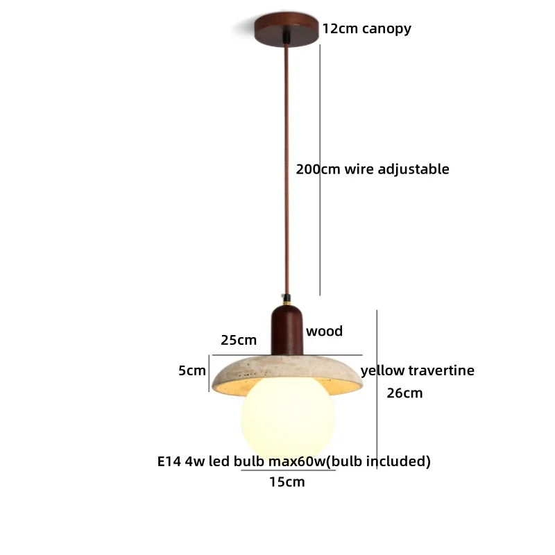 Helnys Yellow Travertine LED Pendant Lamp Modern Nordic Hanging Lights Industrial Style