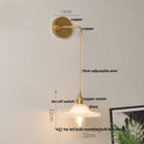 Helnys Glass LED Wall Light Fixture with Adjustable Wire, Pull Chain Switch, Vintage Design