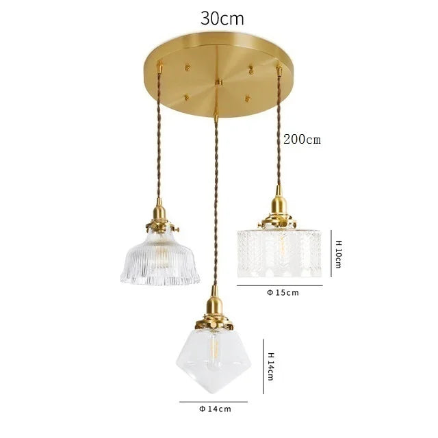 Helnys Clear Glass LED Pendant Light - Copper Nordic Modern Hanging Lamp