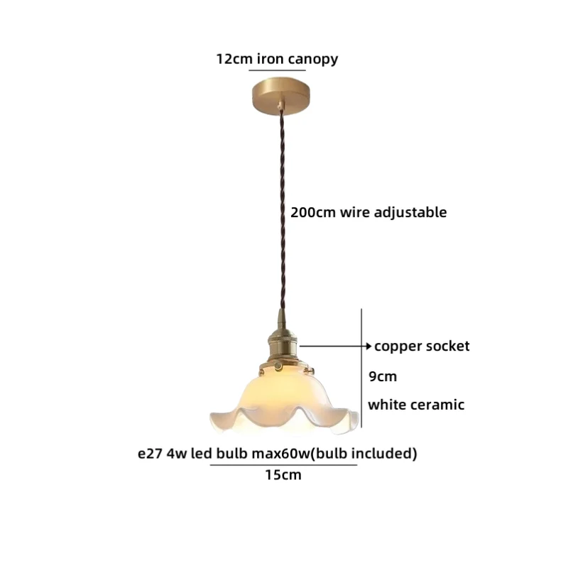 Helnys Ceramic Shade LED Chandelier Pendant Light for Kitchen Decor