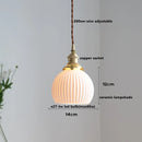 Helnys White Ceramic Ball LED Pendant Light with Copper Socket & Wood Handle