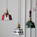 Helnys Tiffany Glass Pendant Lamp LED Handcrafted Modern Knob Switch Red Nordic Glass