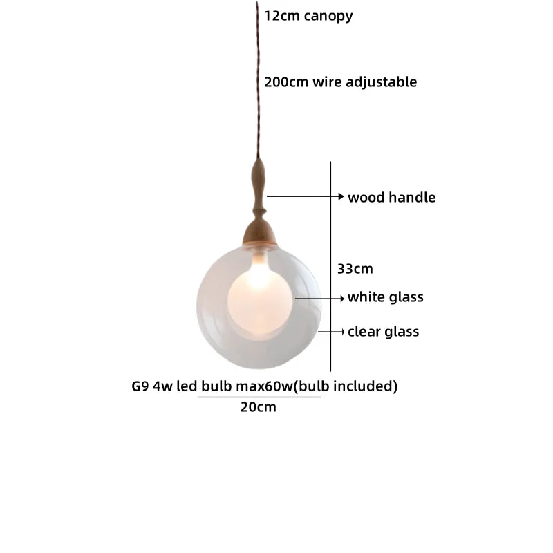 Helnys White Glass Pendant Light for Bedroom Living Dining Room