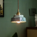 Helnys Dark Green Ceramic Pendant Light Fixture Retro Hanging Lamp Home Decoration Lighting