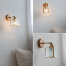 Helnys Square Glass LED Wall Light with Pull Wire Switch & Night Bedside Lamp