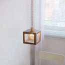 Helnys Glass & Walnut Wood Adjustable LED Pendant Lamp - Nordic Modern Hanging Light