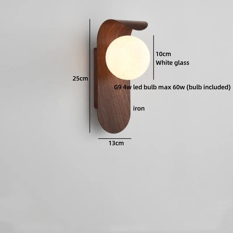 Helnys Glass Ball LED Wall Lamps - Bedroom Staircase Bathroom Mirror Light