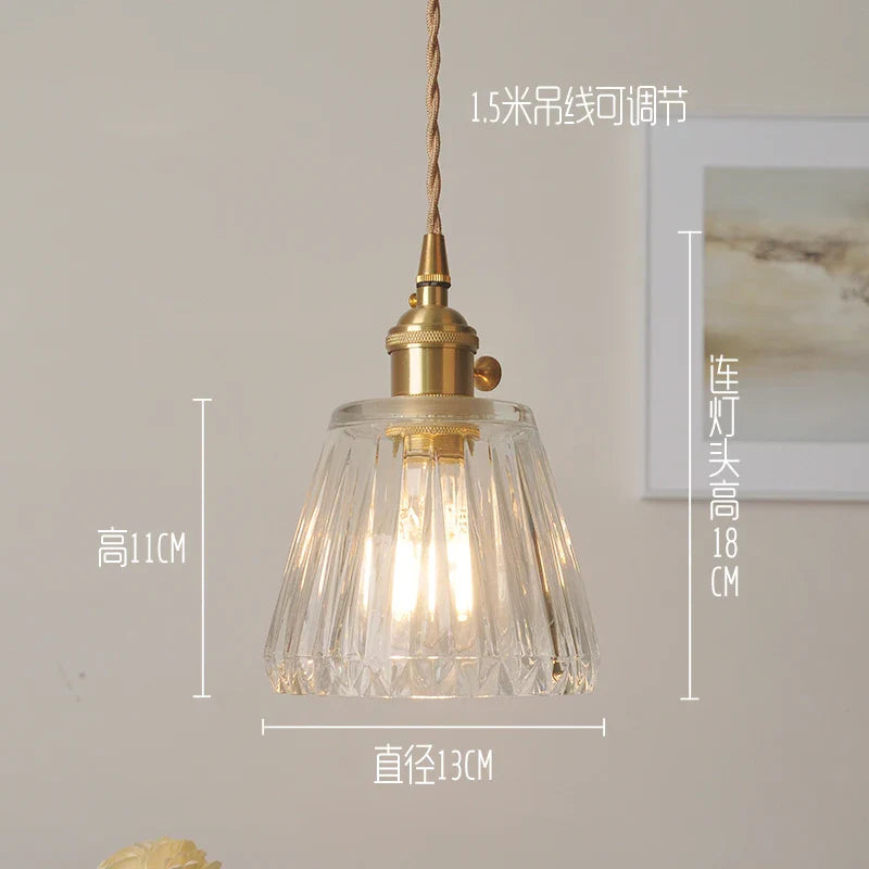 Helnys Glass Pendant Light Fixture Adjustable Modern Nordic Clear Glass Glass Pendant
