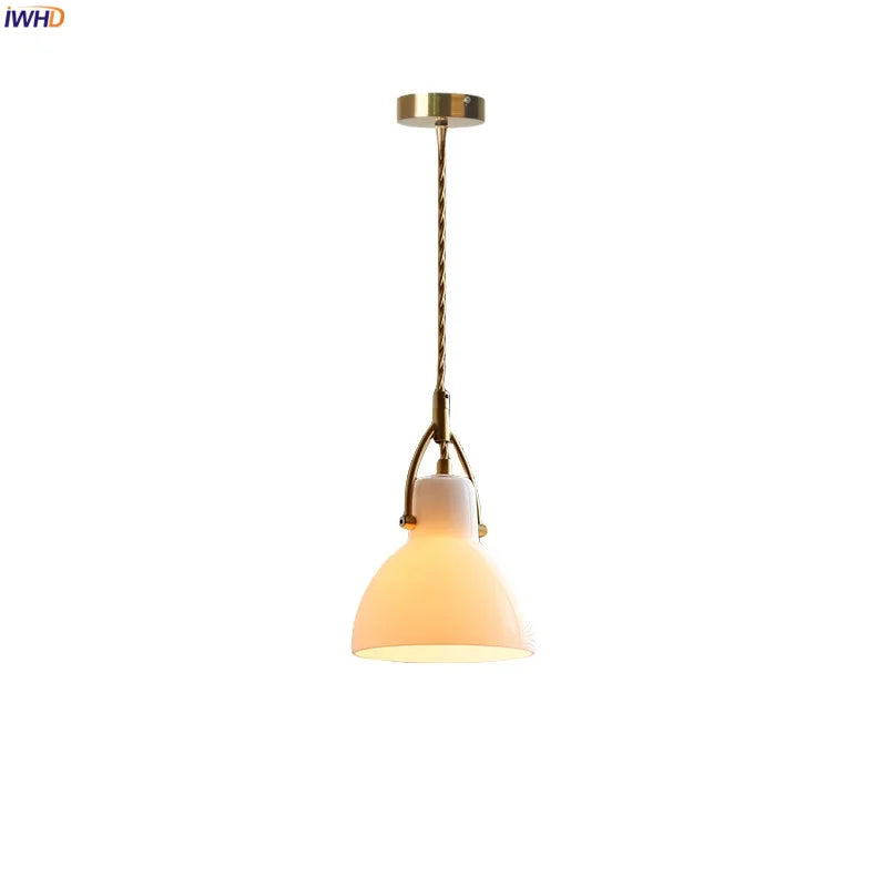 Helnys White Green LED Pendant Lamp Glass Iron Nordic Chandelier Hanging Lights