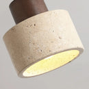 Helnys LED Ceiling Light Japan Style Yellow Travertine Stone Wood Base