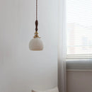 Helnys Ceramic Wood LED Pendant Lights for Restaurant Bedroom Chandelier