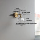 Helnys Nordic Crystal Glass Wall Sconce LED Light Fixture Antique Brass Gold Bedroom Lamp