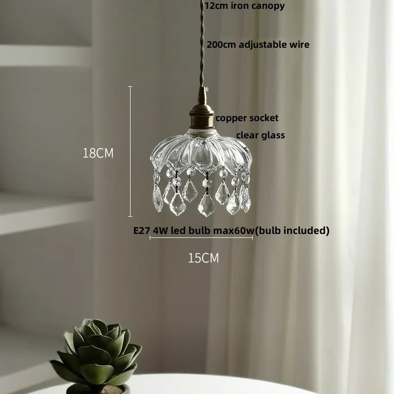 Helnys LED Glass Pendant Lights Adjustable Indoor Home Decor Hang Lamp
