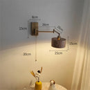 Helnys Wooden Wall Lamp Sconce with Pull Chain Switch for Bedroom and Bathroom
