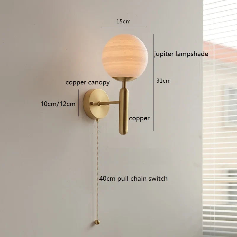 Helnys Moon Jupiter Copper Wall Lamp - Modern Nordic Home Decor