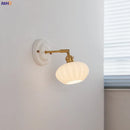 Helnys White Glass LED Wall Lights with Copper Arm Socket for Bedroom & Living Room