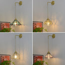 Helnys Vintage Glass Brass LED Wall Sconce Switched Vanity Light