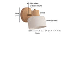 Helnys Japanese Style LED Wall Light Fixture Ceramic Wood Bedside Lamp