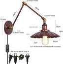 Helnys Rustic LED Wall Sconce Long Arm Vintage Iron Wandlamp