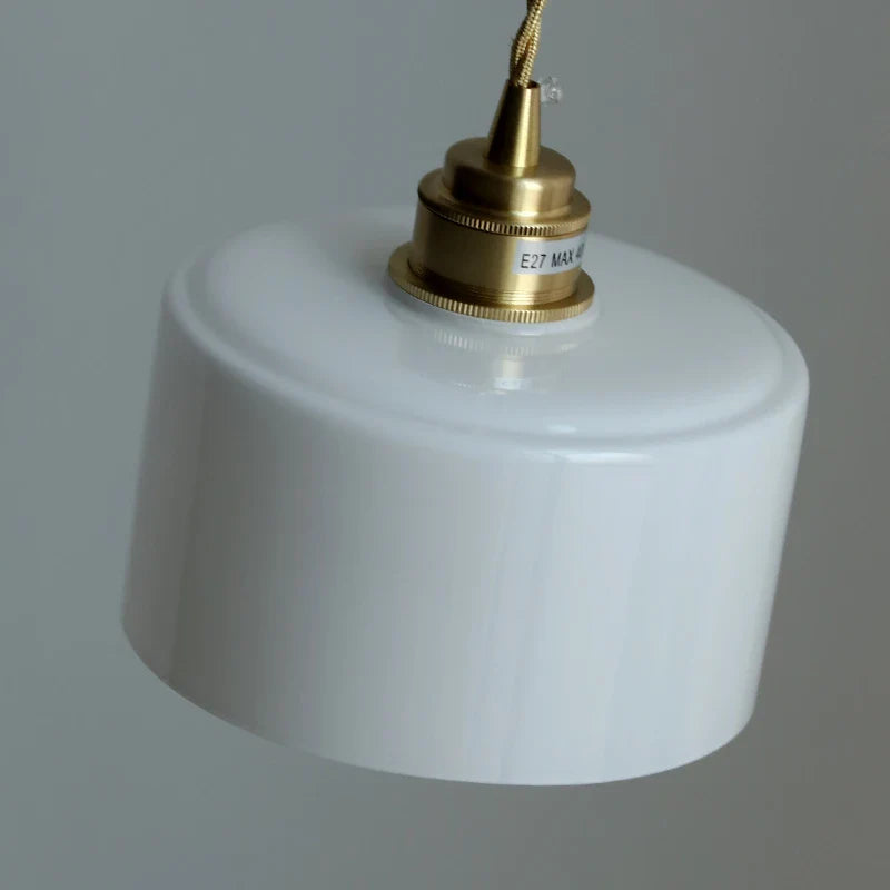 Helnys Glass Round Pendant Lampshade Chandelier in White for Bedroom, Dining, and Living Room