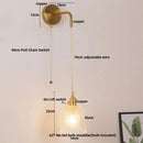 Helnys Clear Glass LED Wall Lamp with Pull Chain Switch for Modern Luxury Home Decor