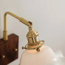 Helnys Vintage Brass Ceramic Flower LED Wall Lamp - Wooden Base