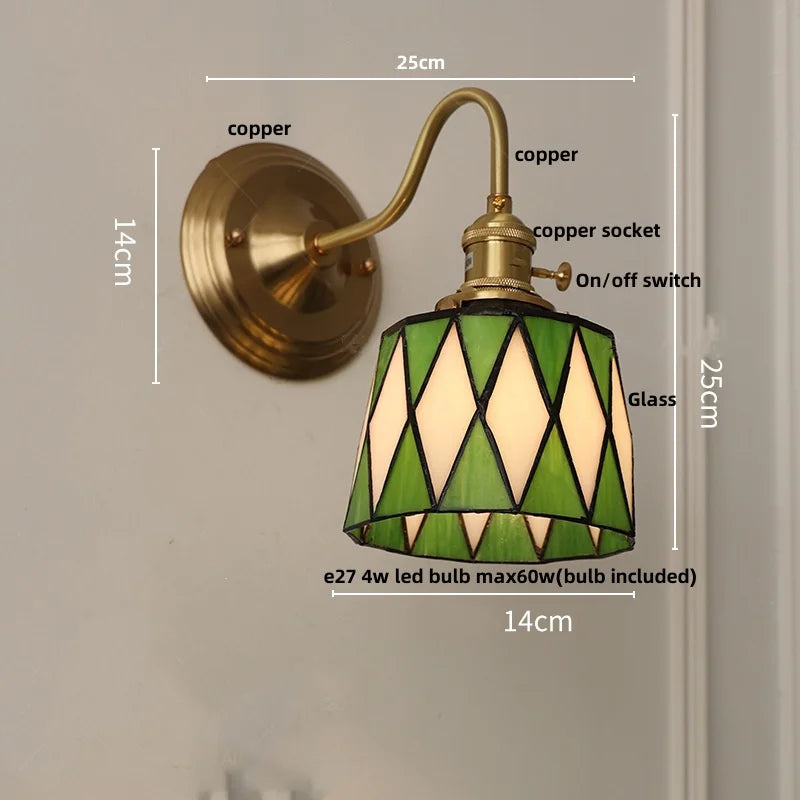 Helnys Cube LED Wall Sconce Copper Glass E27 Vanity Light