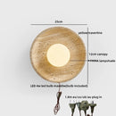 Helnys Round LED Wall Lamp Yellow Travertine Wood Modern Nordic Light