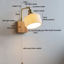 Helnys Vintage Brass Ceramic Flower LED Wall Lamp - Wooden Base