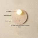 Helnys White Glass LED Wall Lights Yellow Travertine Stone Reading Living Room