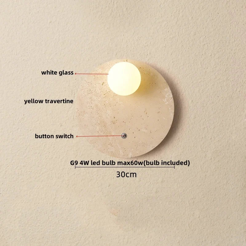 Helnys Nordic LED Wall Lights Yellow Travertine Creative Home Decor Stair Sconce