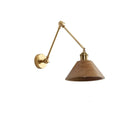 Helnys Copper Swing Arm Wood LED Wall Lamp with Pull Chain Switch