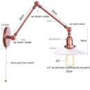 Helnys Adjustable Glass Wall Sconce Pull Chain Switch Industrial Rustic LED Fixture