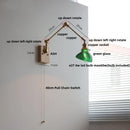 Helnys Copper LED Swing Arm Wall Sconce Walnut Finish, Pull Chain Switch Home Decor