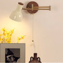 Helnys Modern Wood Swing Arm Wall Lamp with Pull Chain Switch