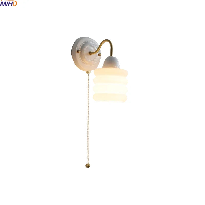 Helnys Modern Nordic Glass Ceramic Wall Lamp for Bedroom Kitchen Stair Decoration