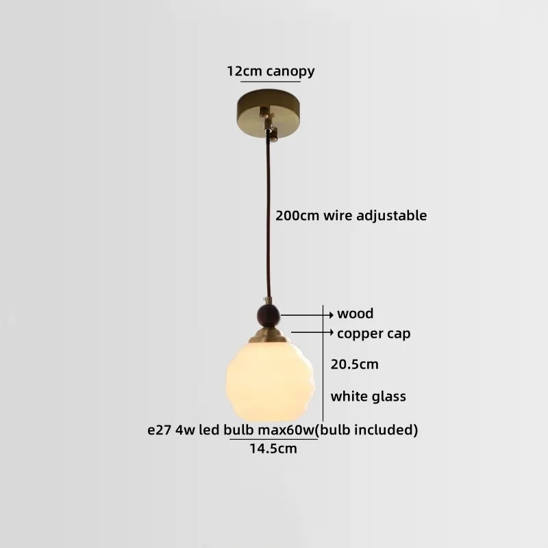 Helnys Glass Ball LED Pendant Chandelier – Nordic Modern Hanging Light for Bedroom, Living & Dining Room