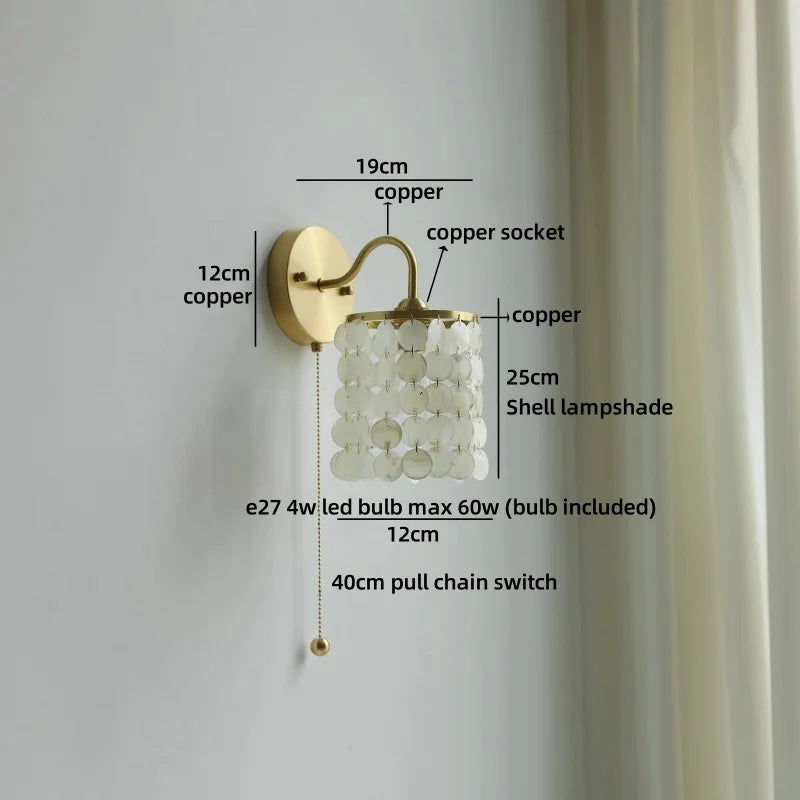 Helnys Crystal Copper LED Wall Light Fixture for Indoor Kitchen Décor