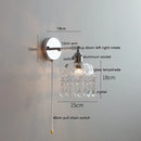 Helnys Modern Crystal LED Wall Sconce Silver Iron Bedroom Living Room Lamp