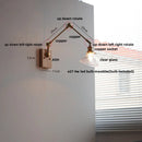 Helnys Copper LED Swing Arm Wall Sconce Walnut Finish, Pull Chain Switch Home Decor