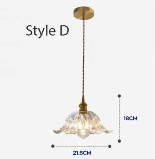 Helnys Nordic Copper Glass LED Pendant Light for Home Decor