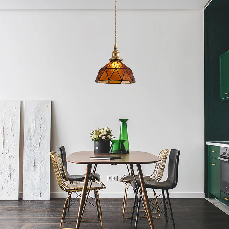 Helnys Blue Glass Wire Adjustable LED Pendant Light - Nordic Modern Hang Lamp