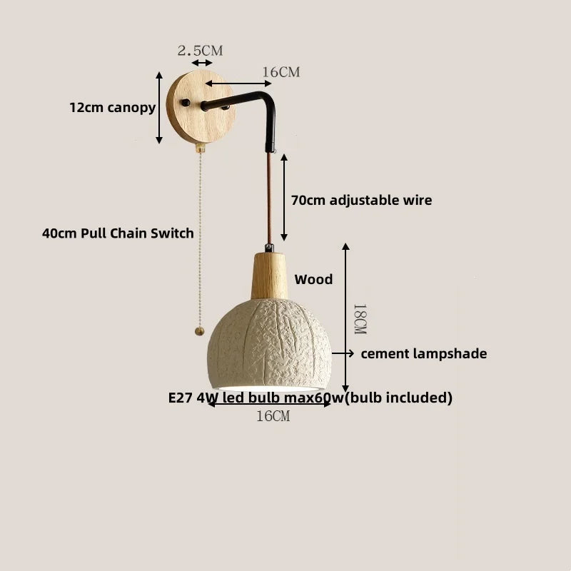 Helnys Adjustable Wall Light with Pull Chain Switch - Nordic Modern Design