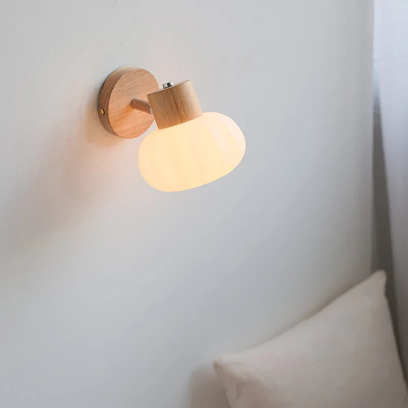Helnys White Pumpkin LED Wall Sconce Light for Children's Bedroom & Decoration