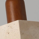 Helnys Square Yellow Travertine LED Pendant Light Fixture - Adjustable and Stylish