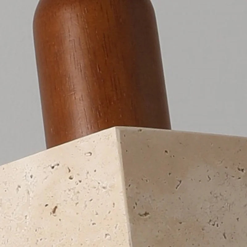 Helnys Square Yellow Travertine LED Pendant Light Fixture - Adjustable and Stylish