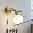 Helnys White Glass LED Wall Lights Nordic Modern Rotate Plug In Sconce Lamp