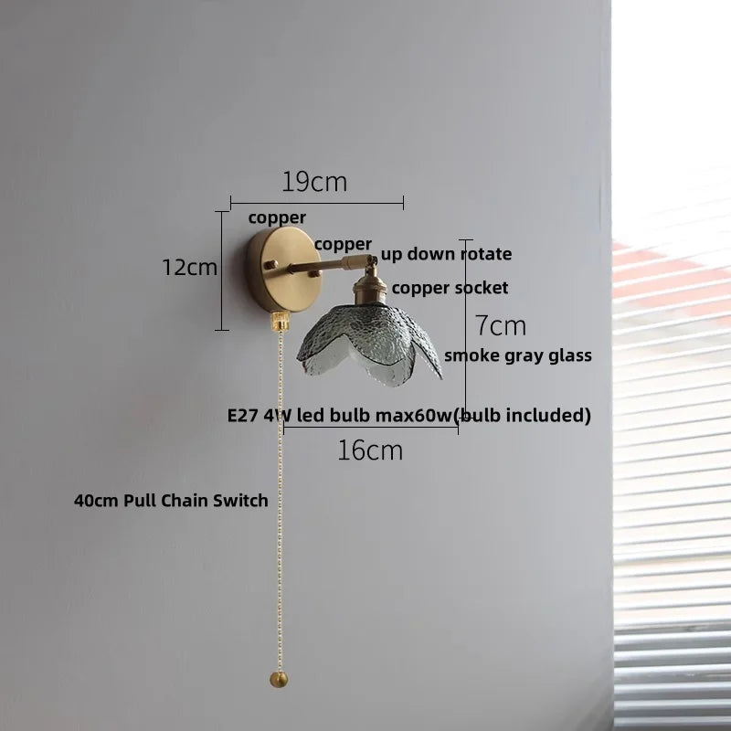 Helnys Gray Glass LED Wall Lights Modern Nordic Design