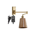 Helnys Wooden Wall Lamp Sconce with Pull Chain Switch for Bedroom and Bathroom